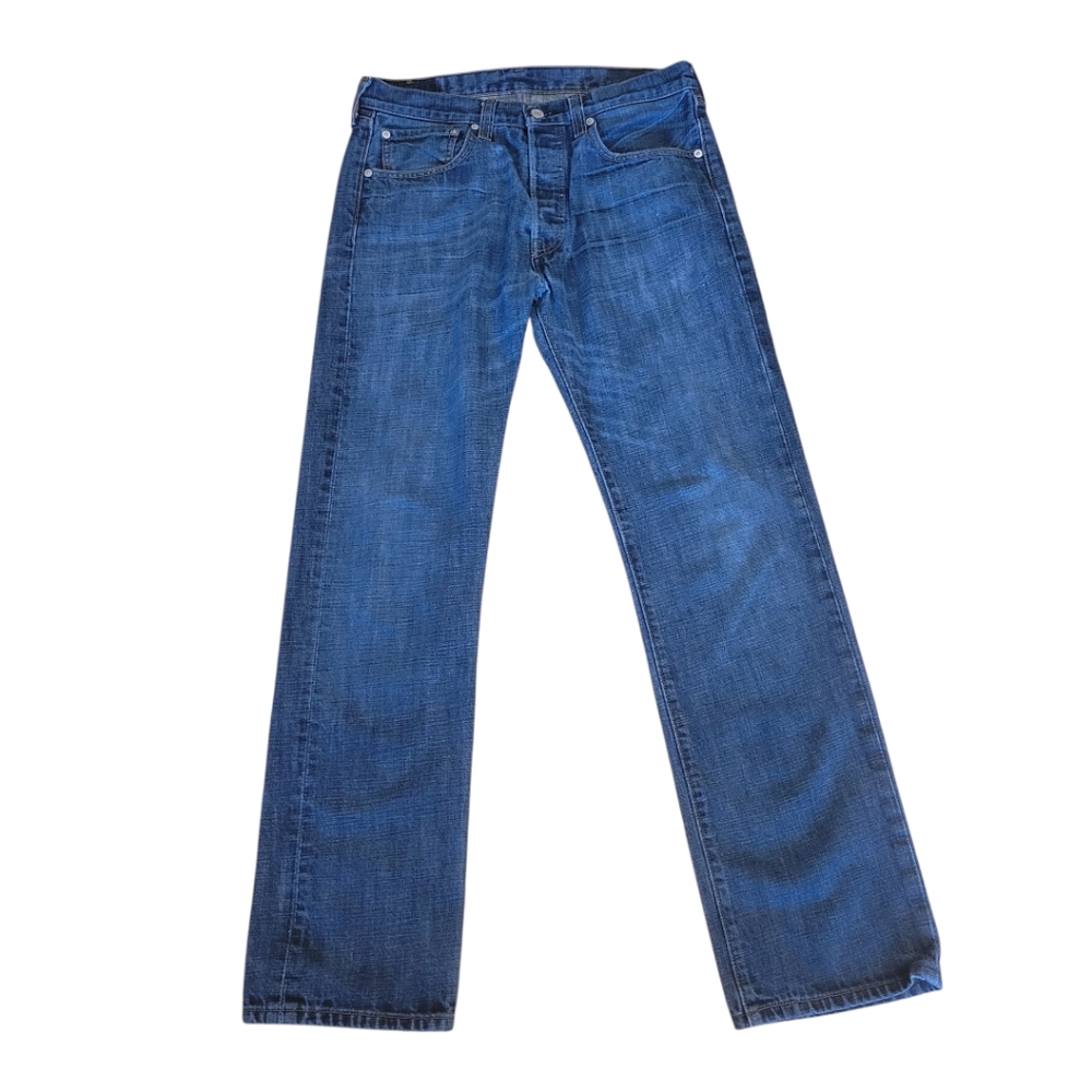 Levi's 501 Button Fly Blue Jeans - Picture 3 of 6